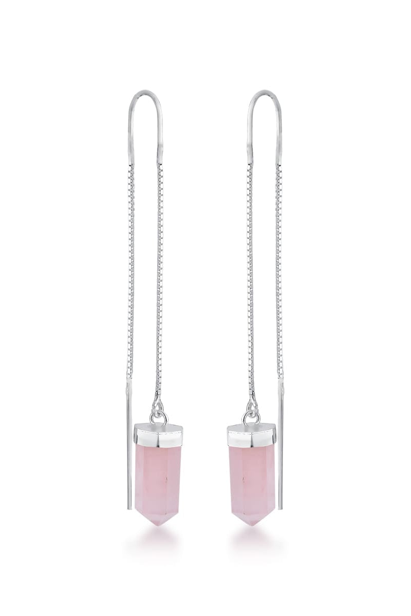 Brincos Pasztell — Fio Rosa da Körössy — joia em prata 925 com quartzo rosa, feito à mão.