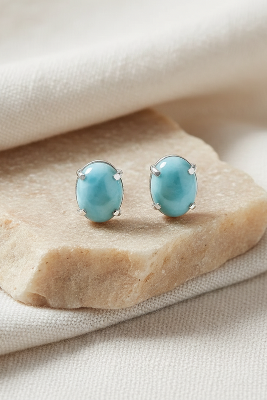 Brincos de larimar natural