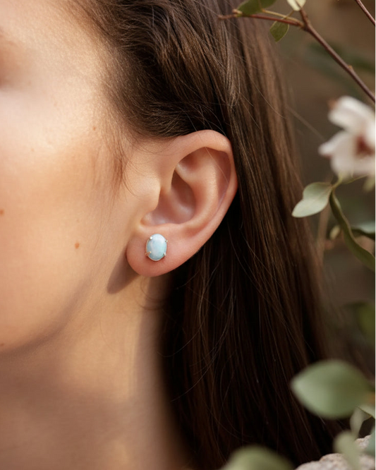 Brincos de larimar natural