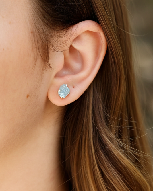 Brincos da serenidade (Água Marinha Bruta)